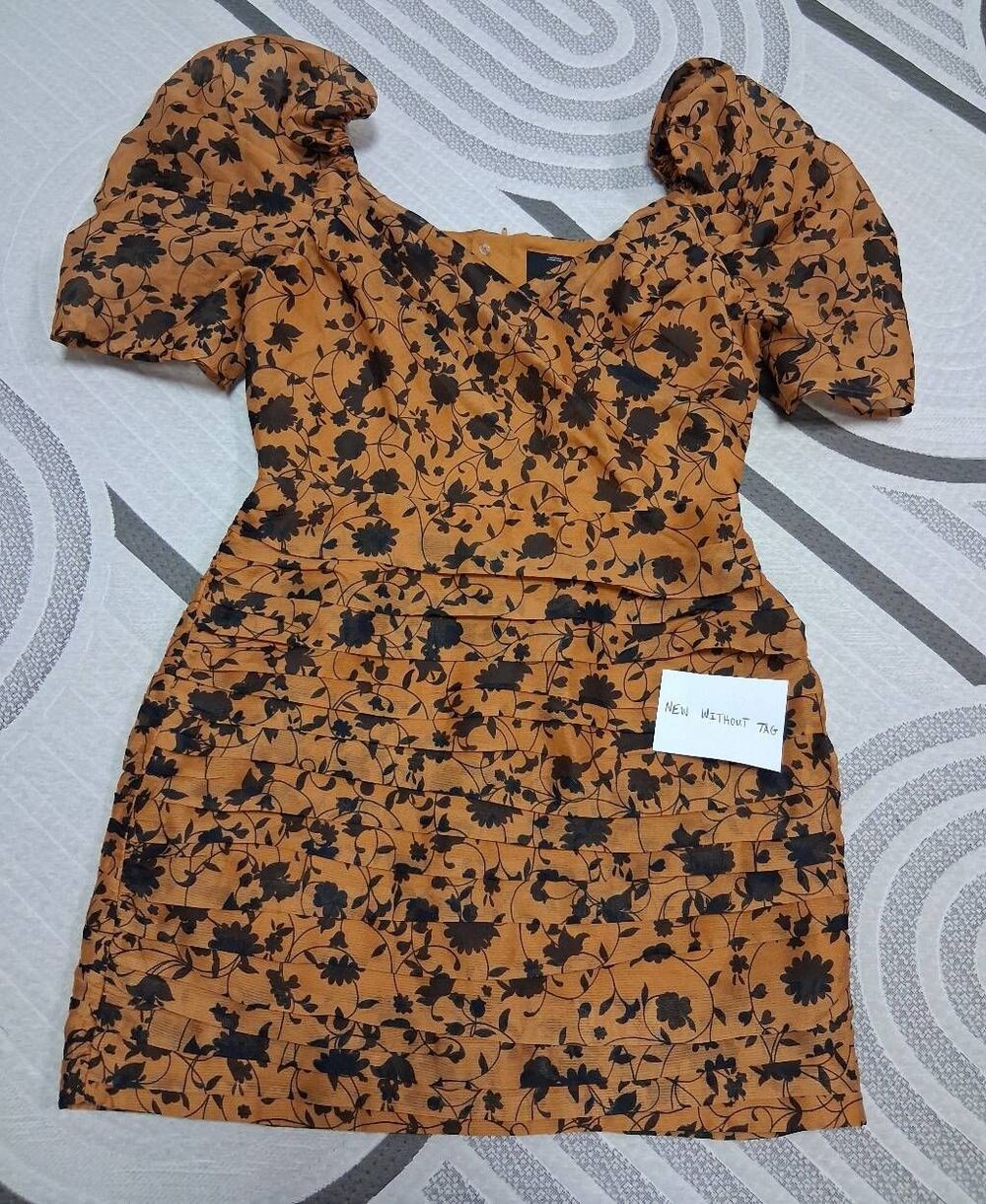 C/meo collective womens large cocktail dress floral camel caramel honey brown